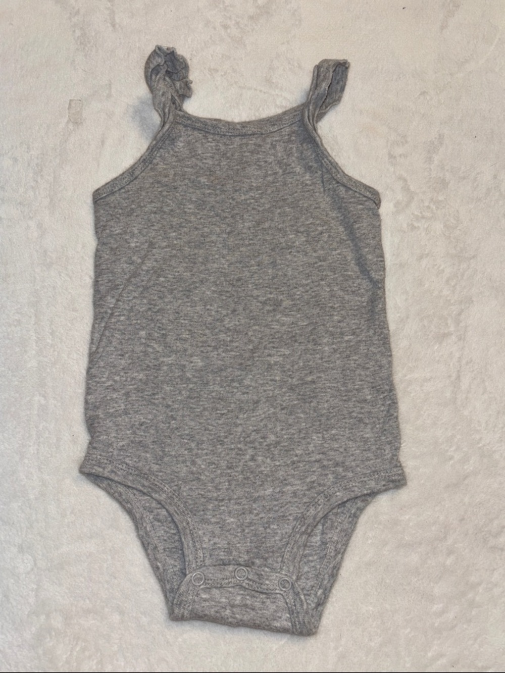 (3 for$10) carters Gray Sleeveless Bodysuit with Ruffled Straps baby girl